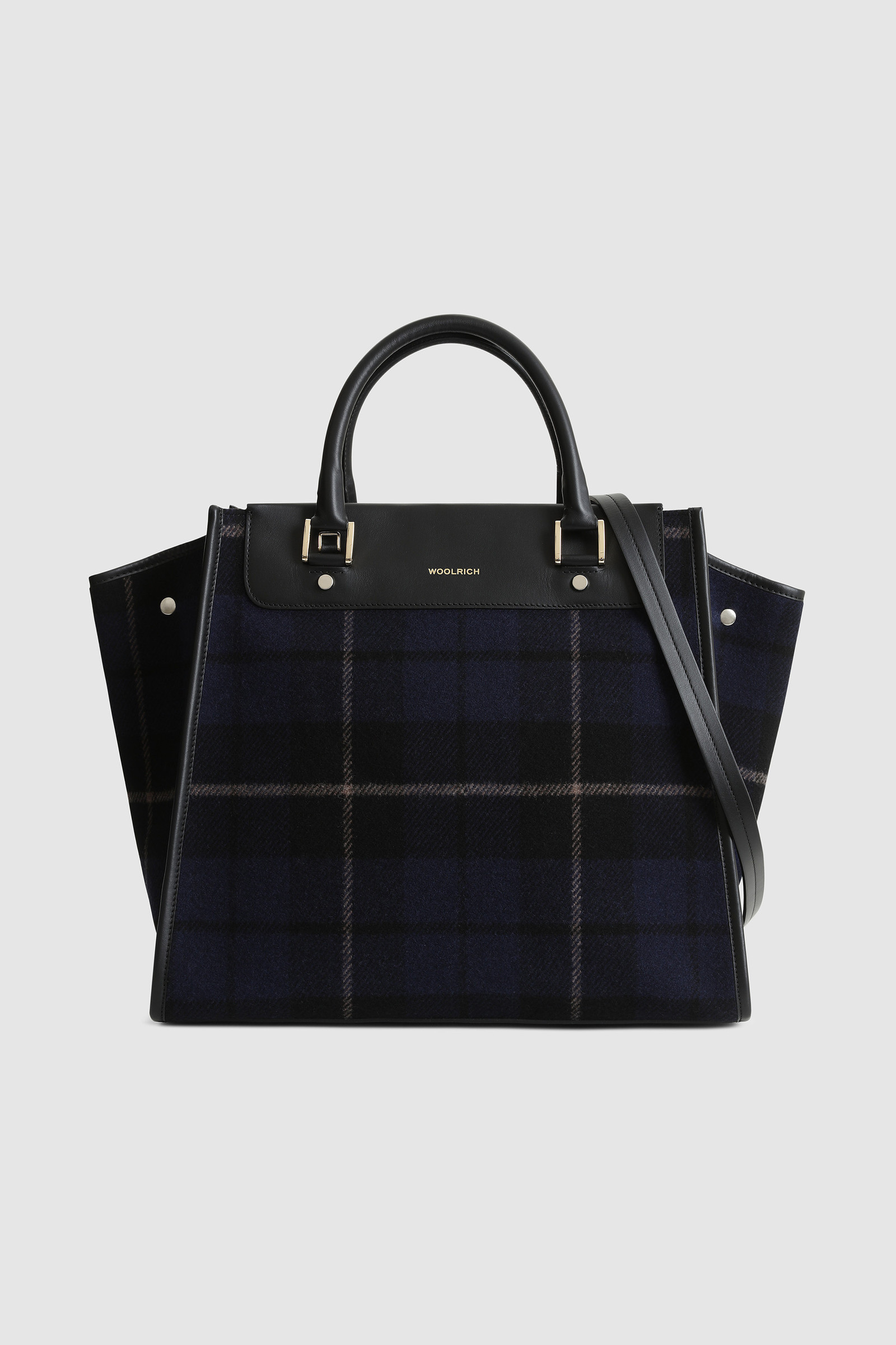 Bolso tote de lana oversize con estampado de cuadros