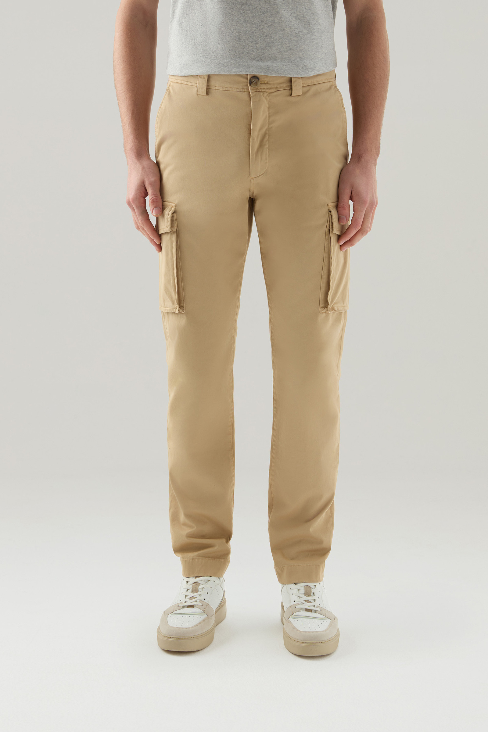 Stückgefärbte Cargohose aus Stretch-Baumwolltwill beige | Woolrich