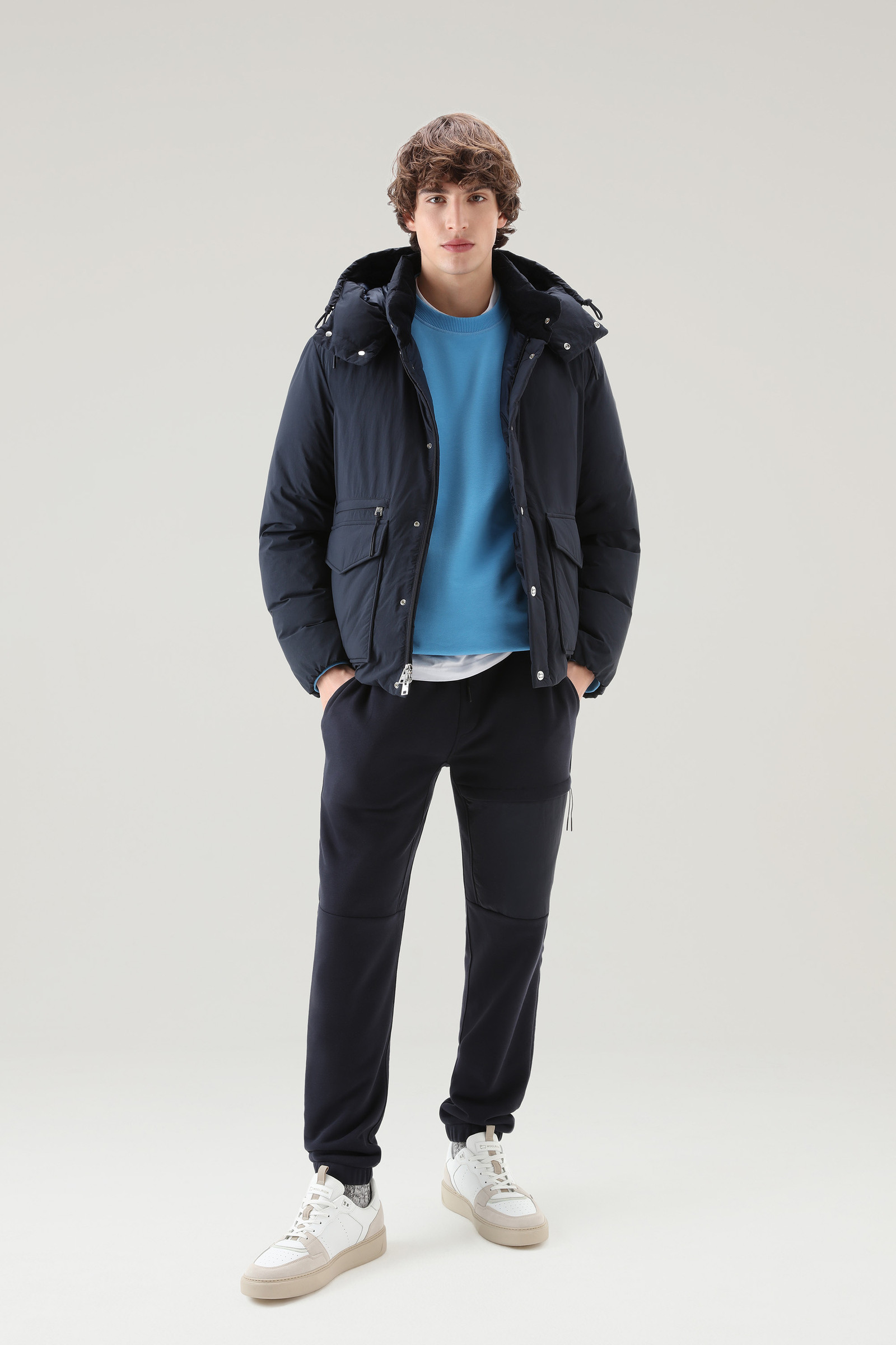 Padded Aleutian Jacket in Eco Taslan Nylon with Detachable Hood Blue photo 2 | Woolrich