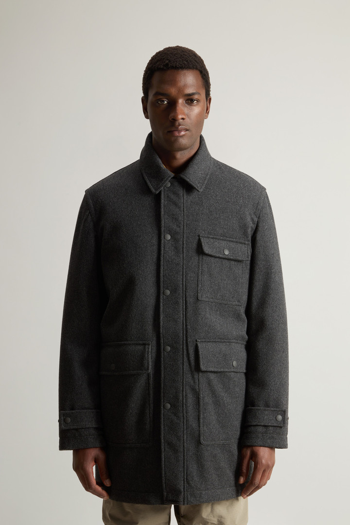 Coat in Loro Piana Italian Pure Virgin Wool Fabric Gray photo 1 | Woolrich