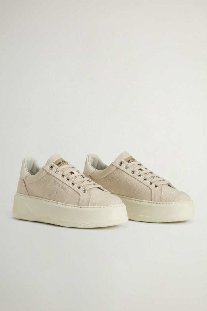 Chunky Court Sneakers with Embroidered Logo Beige photo 2 | Woolrich