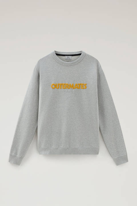 Pure Cotton Crewneck Sweatshirt with Embossed Print Gray photo 2 | Woolrich