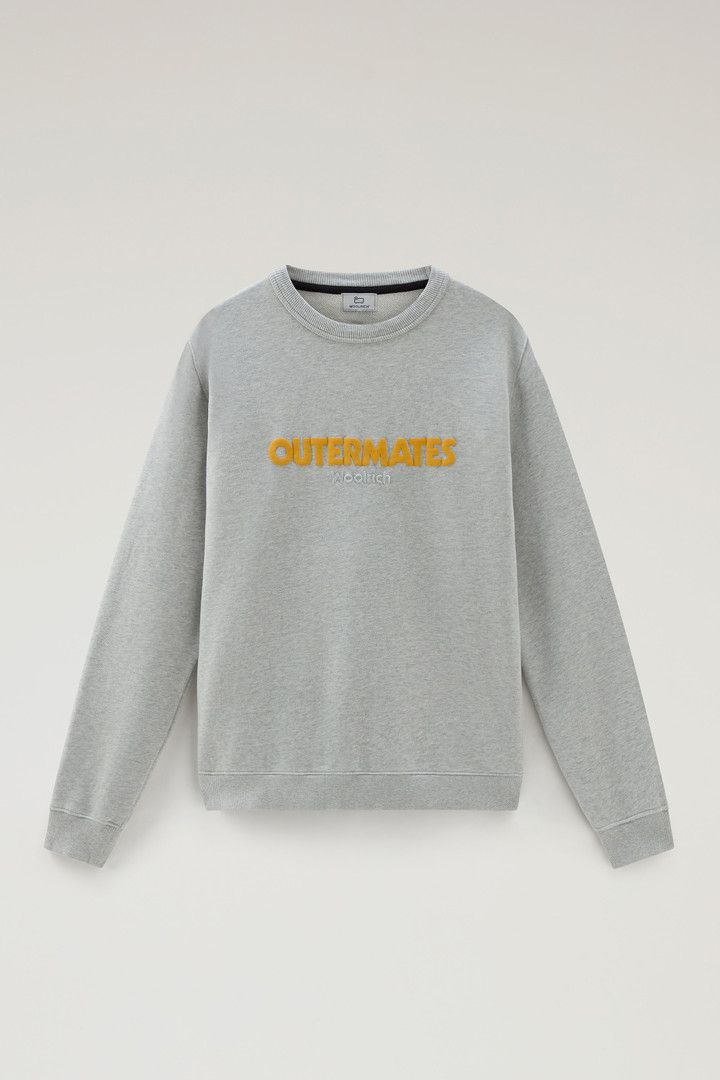 Pure Cotton Crewneck Sweatshirt with Embossed Print Gray photo 5 | Woolrich