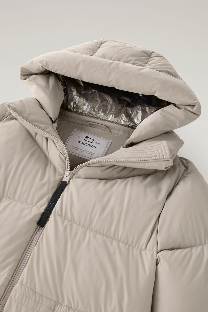 Long Down Parka in Stretch Nylon with Detachable Hood Gray photo 2 | Woolrich