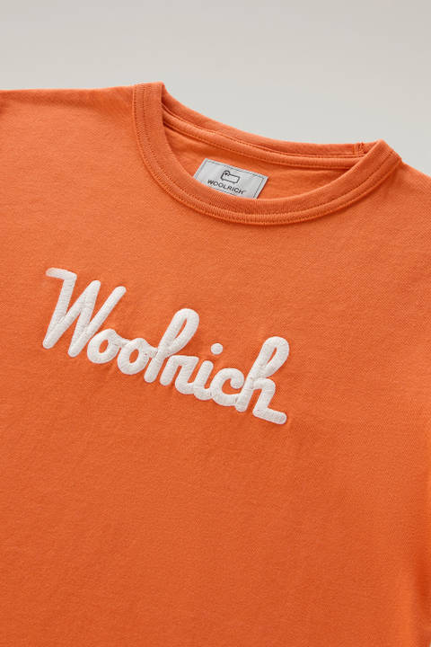T-shirt pour garçon en pur coton avec broderie Orange photo 2 | Woolrich