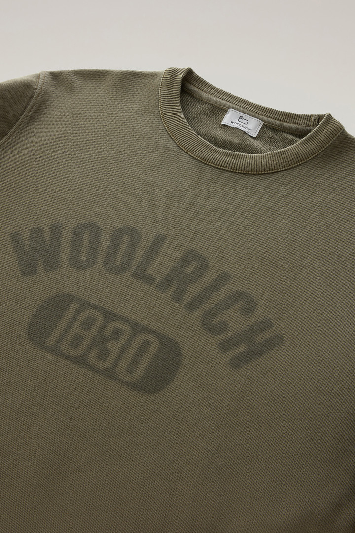 Sweat-shirt à col rond 1830 en pur coton Vert photo 6 | Woolrich