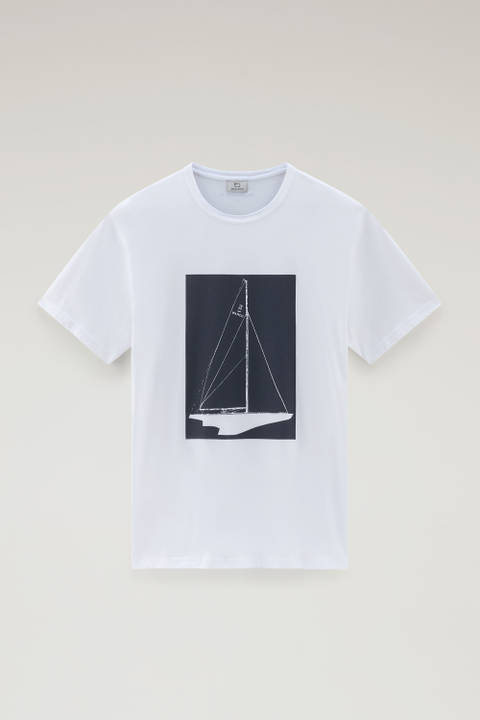 Pure Cotton Nautical Print T-Shirt White photo 2 | Woolrich