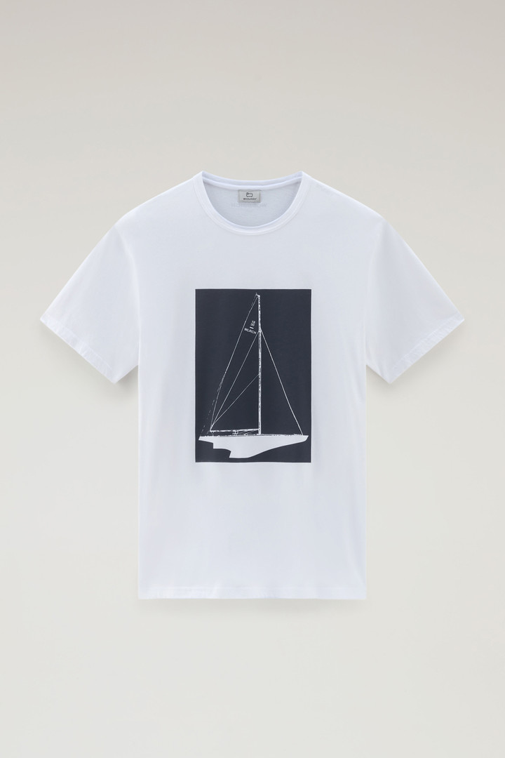 Zuiver katoenen T-shirt met nautische print Wit photo 5 | Woolrich