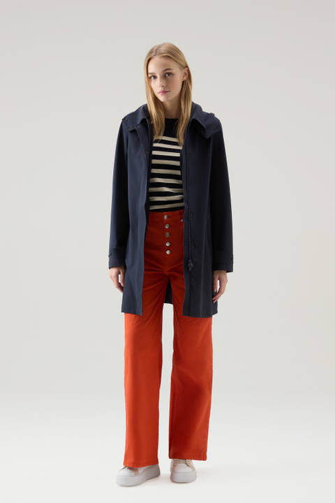 Gabardina de nailon High Tech con capucha desmontable Azul | Woolrich