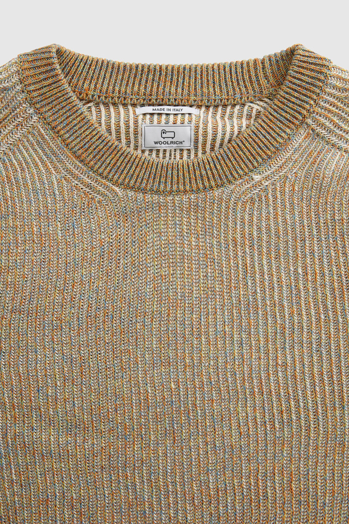 Jersey de cuello redondo en mezcla de lino y algodón verde photo 5 | Woolrich