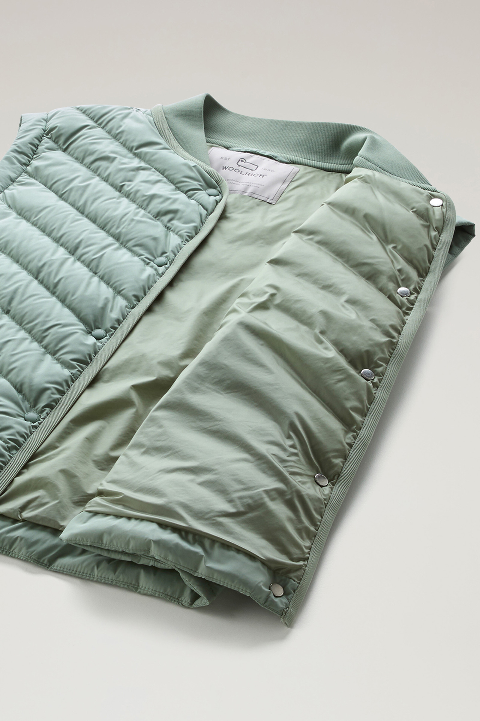 Microfiber Vest with Chevron Quilting - Women - Green