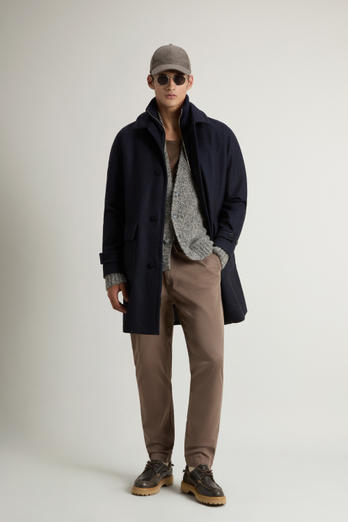 Coat in Pure Italian Wool Crafted Using a Loro Piana Fabric Blue | Woolrich