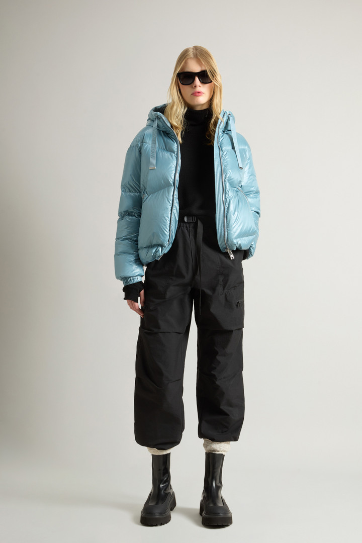 Aliquippa Short Down Jacket in Glossy Nylon Blue photo 2 | Woolrich