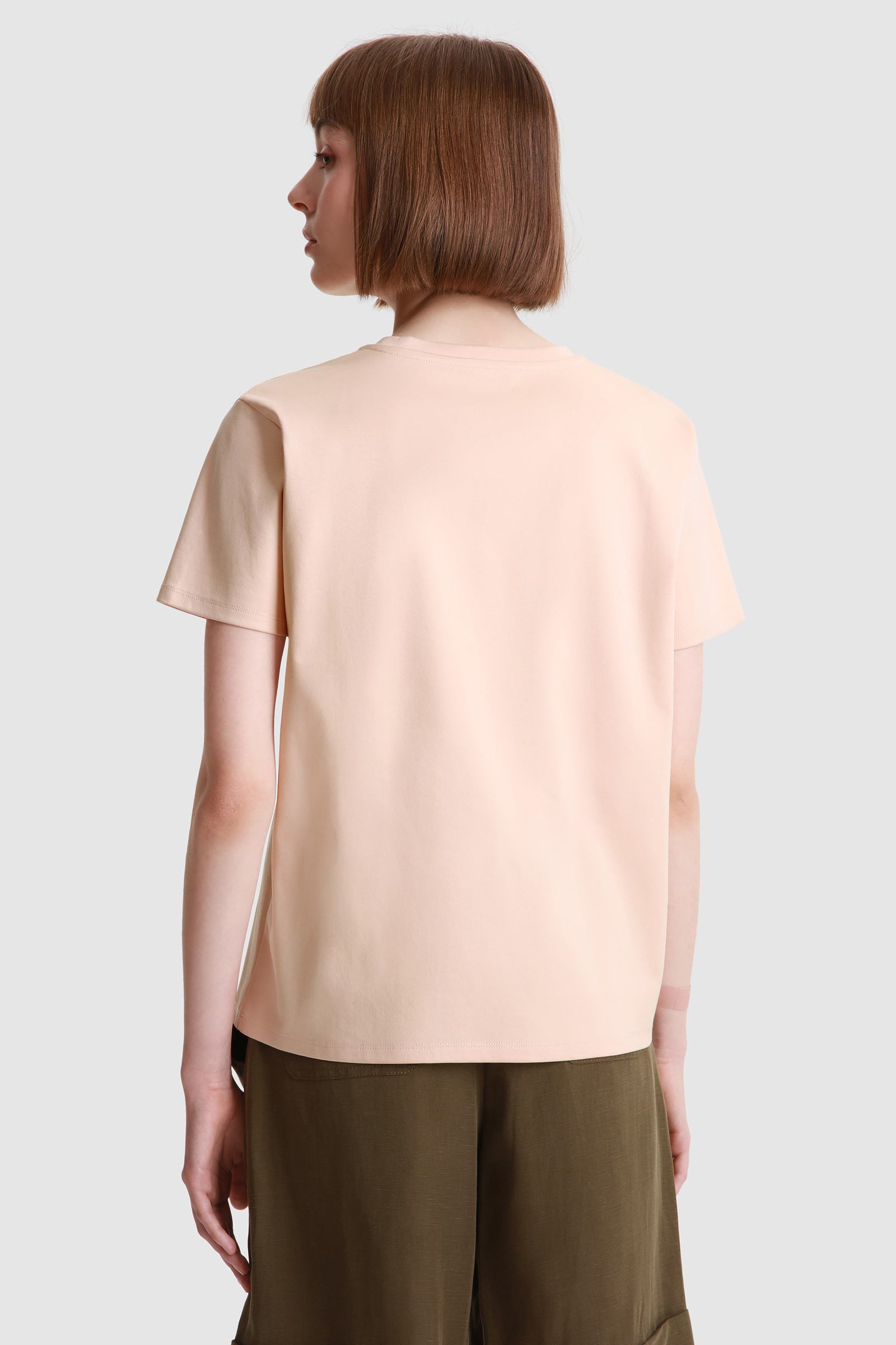 T-shirt van stretchkatoen met vintage logo in reliëf Roze photo 3 | Woolrich