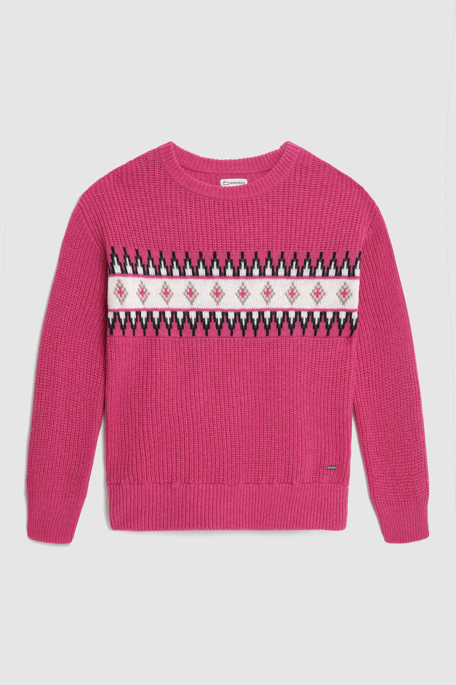 Jacquard Pattern Crewneck Sweater in Virgin Wool Violet photo 7 | Woolrich