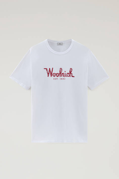 T-shirt en pur coton avec broderie Blanc photo 2 | Woolrich