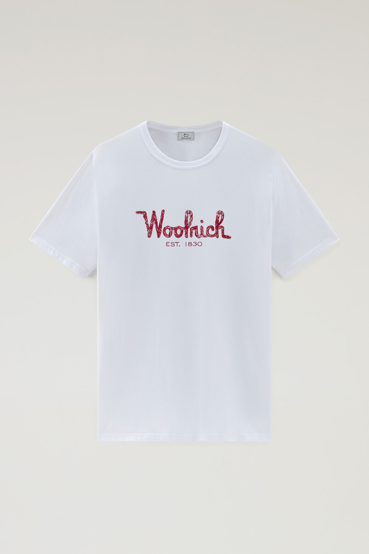T-shirt en pur coton avec broderie Blanc photo 5 | Woolrich