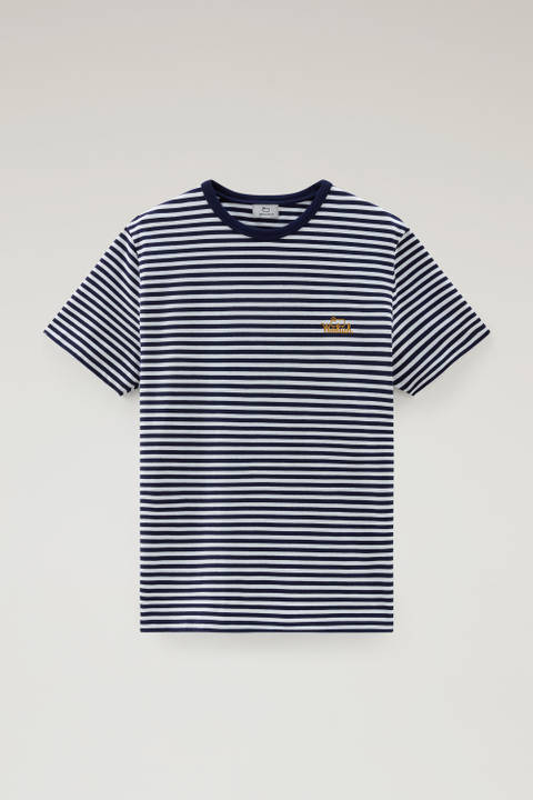 Striped T-Shirt in Stretch Cotton Jersey Blue photo 2 | Woolrich
