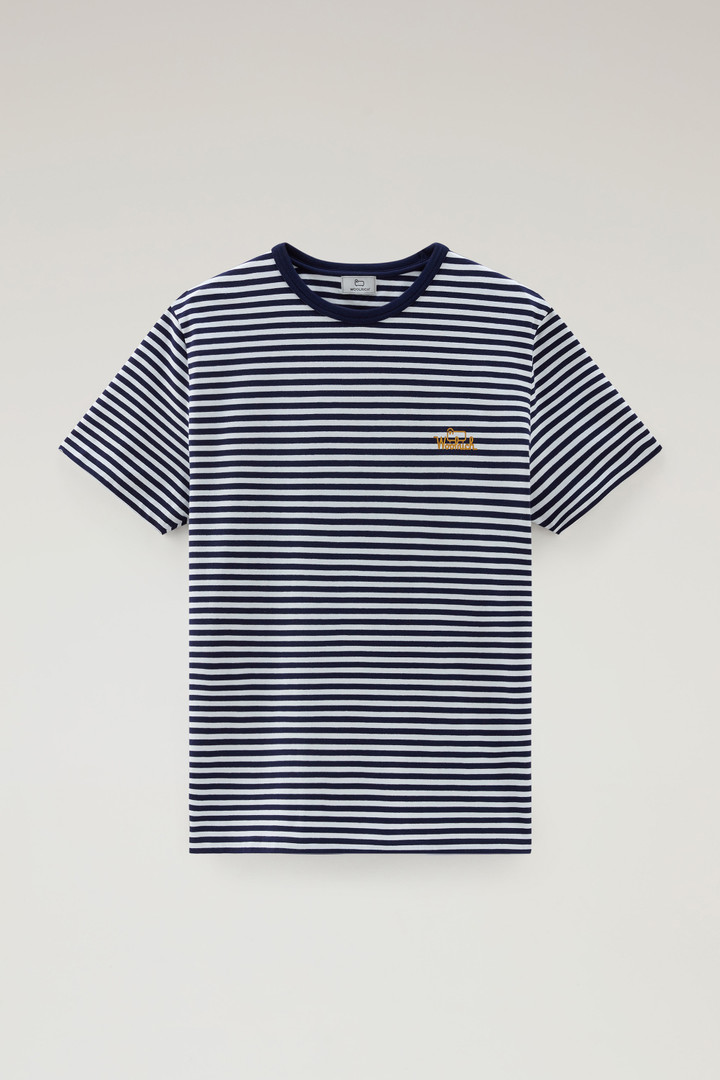 Striped T-Shirt in Stretch Cotton Jersey Blue photo 5 | Woolrich