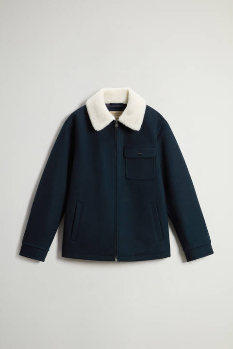 Jacket in Melton Virgin Wool Blend Blue photo 2 | Woolrich