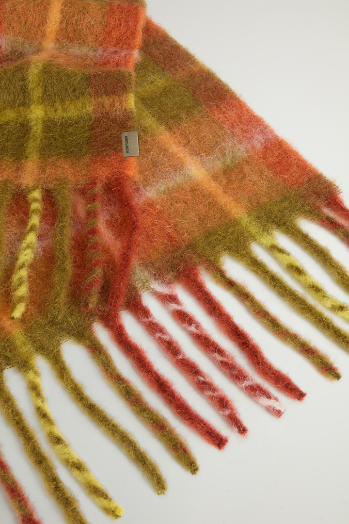 Alpaca, Mohair and Virgin Wool Scarf with Checked Pattern Orange photo 3 | Woolrich