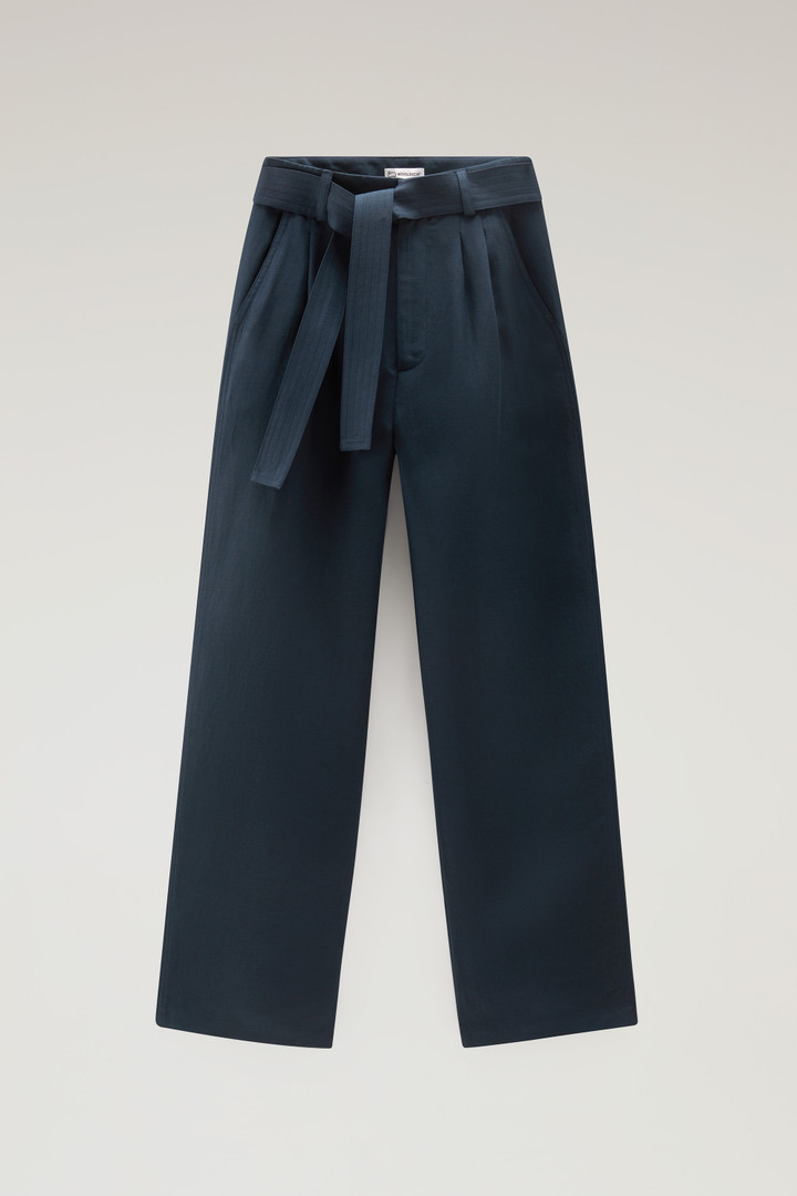Pantaloni in misto lino con cintura in tessuto Blu photo 4 | Woolrich
