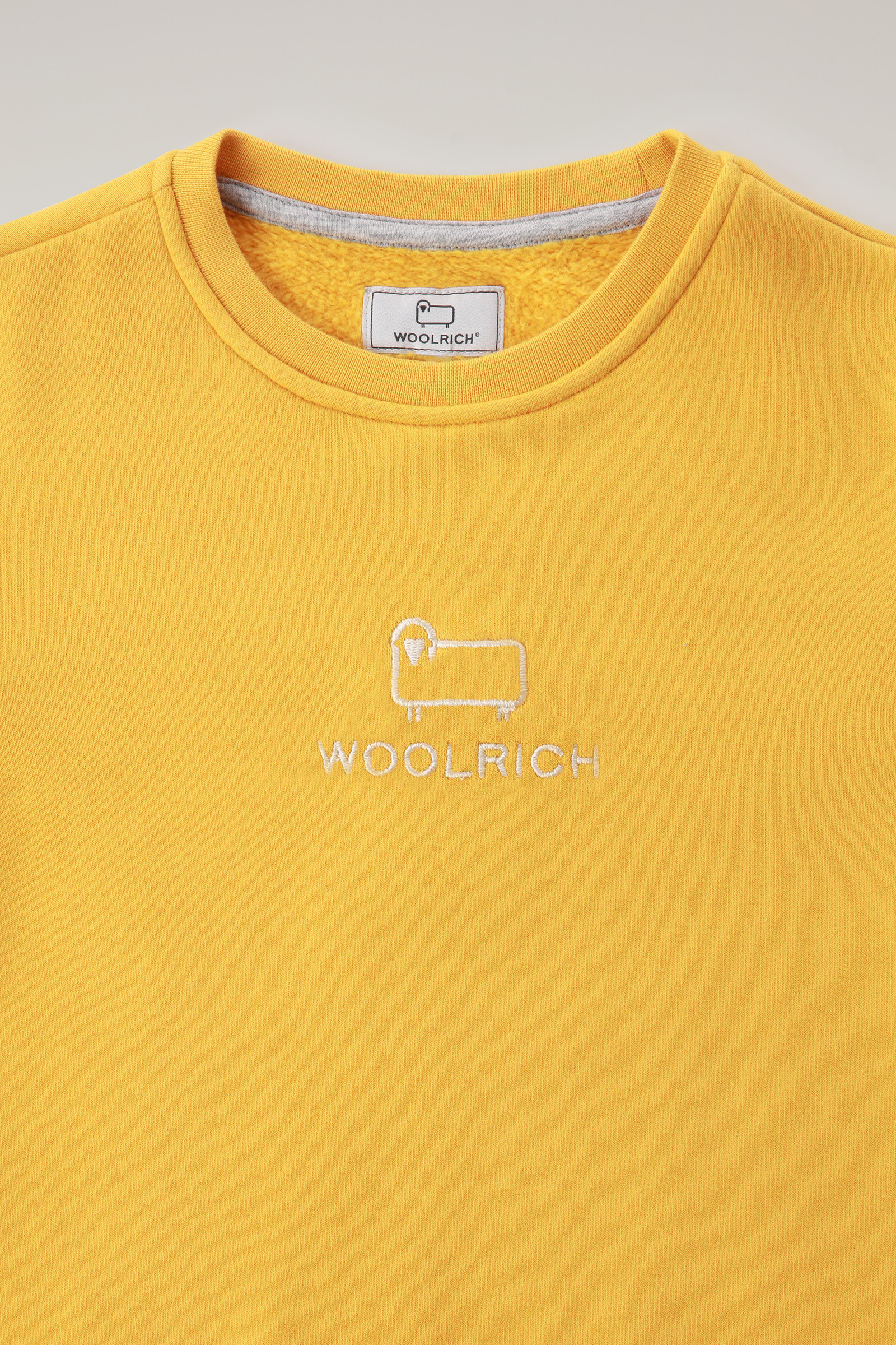 Boys' Logo Crewneck Sweatshirt in Fleece Yellow photo 3 | Woolrich
