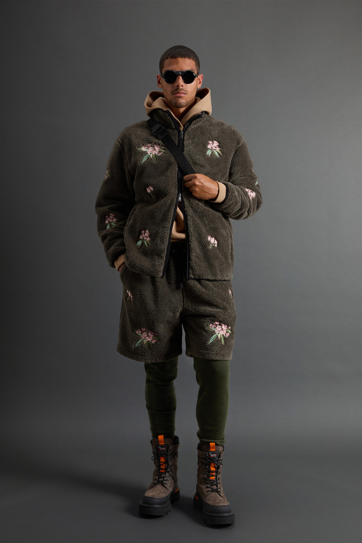 Sherpa Fleece Sweatshirt with Floral Embroidery by Todd Snyder Green photo 2 | Woolrich