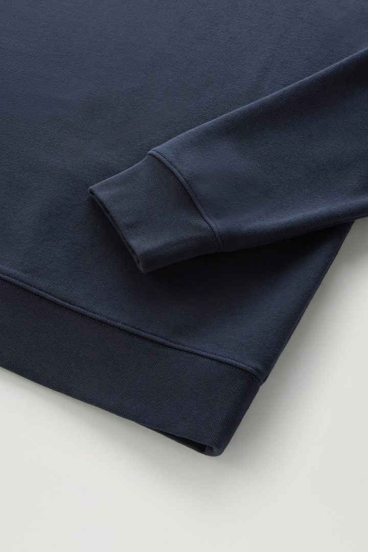 Sweat-shirt à col rond en coton mélangé avec logo brodé Bleu photo 7 | Woolrich