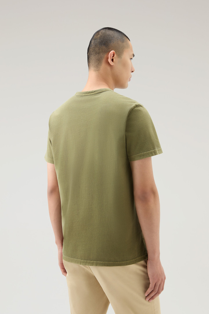 T-shirt en pur coton teint en pièce Vert photo 3 | Woolrich