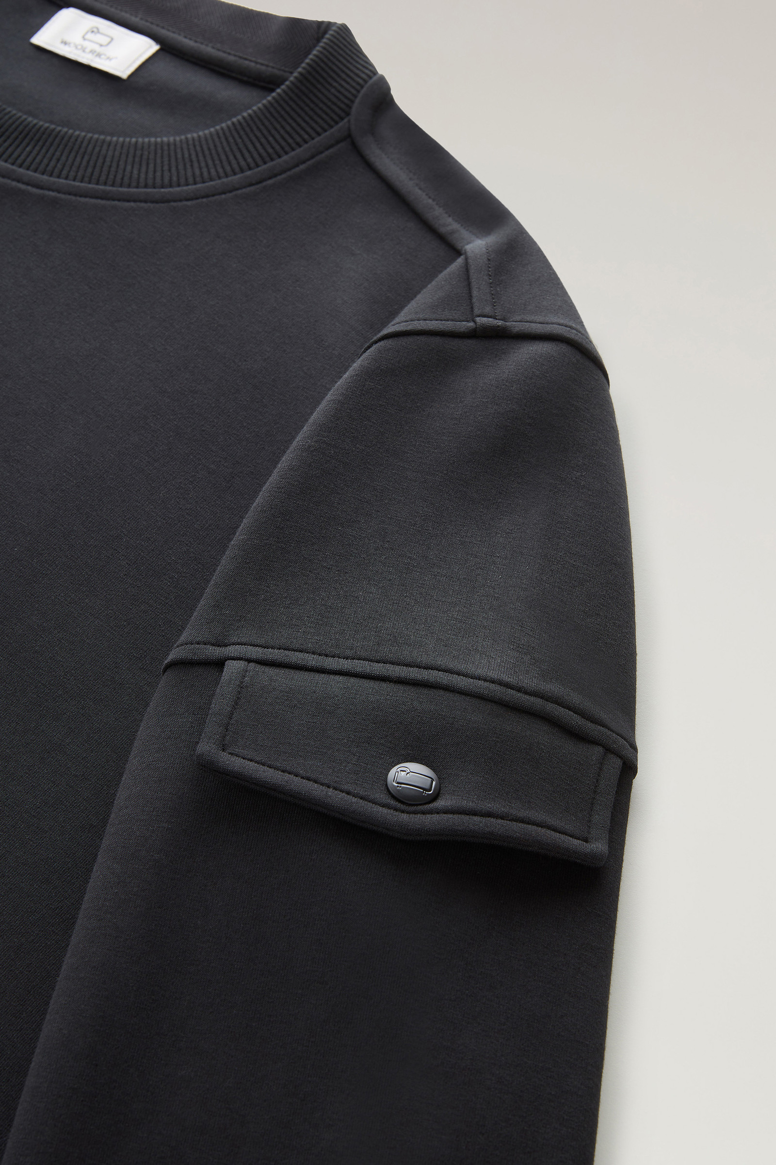Stretch Cotton Blend Crewneck Sweatshirt Black photo 7 | Woolrich