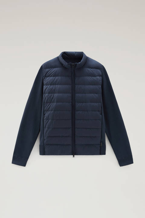 Sundance Hybrid Bomber Jacket in Microfibre and Cotton Knit Blue photo 2 | Woolrich