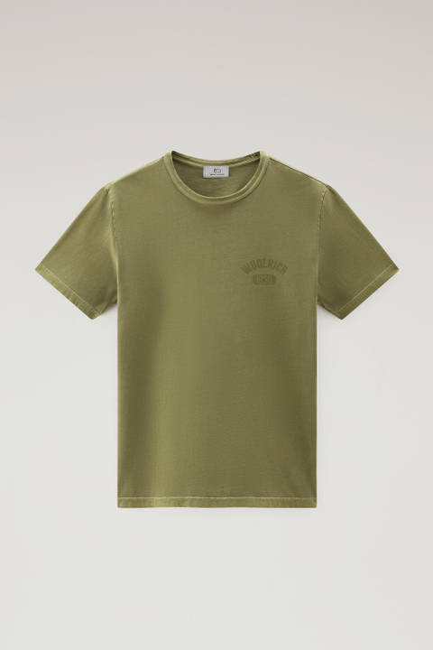 Garment-Dyed T-Shirt in Pure Cotton Green photo 2 | Woolrich