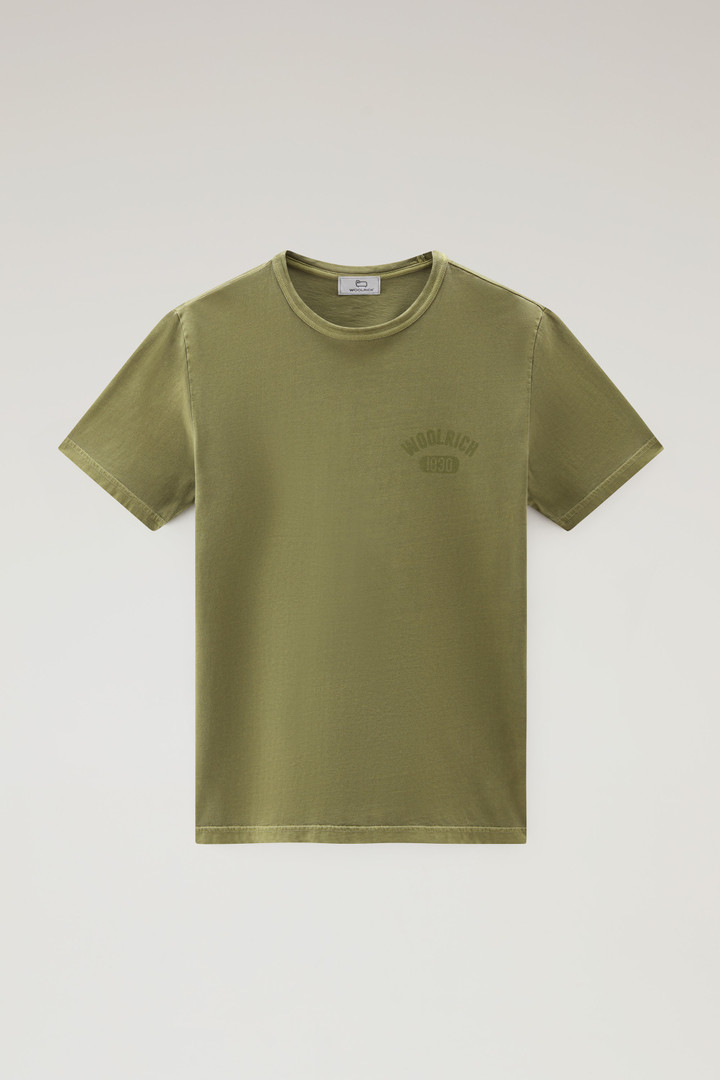 T-shirt en pur coton teint en pièce Vert photo 5 | Woolrich