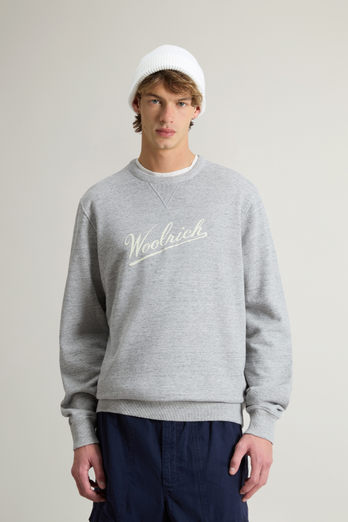 Crewneck Sweatshirt in Pure Cotton Mouliné Gray | Woolrich