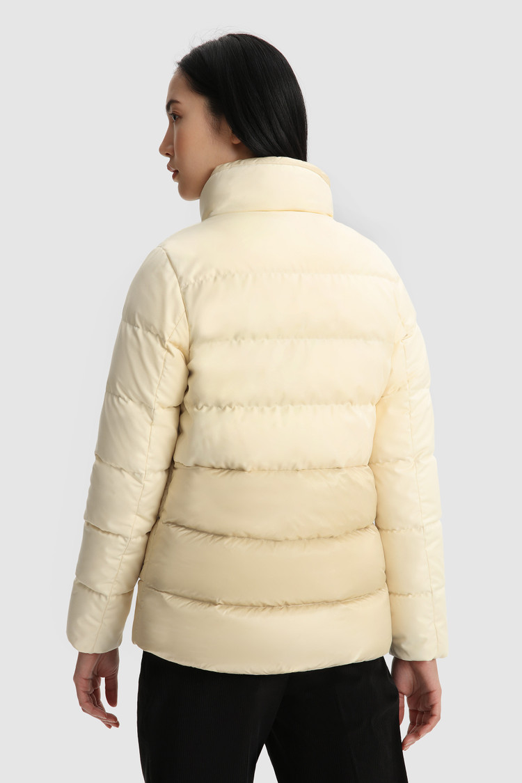 Luxury short down Jacket with horizontal quilting