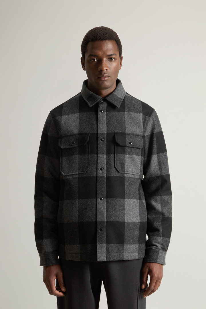 Alaskan Padded Overshirt in Checked Italian Wool Blend Black photo 1 | Woolrich