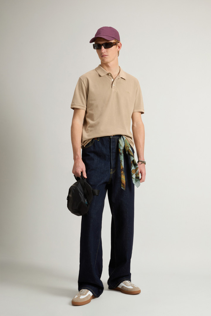 Garment-Dyed Mackinack Polo in Stretch Cotton Piquet Beige photo 2 | Woolrich