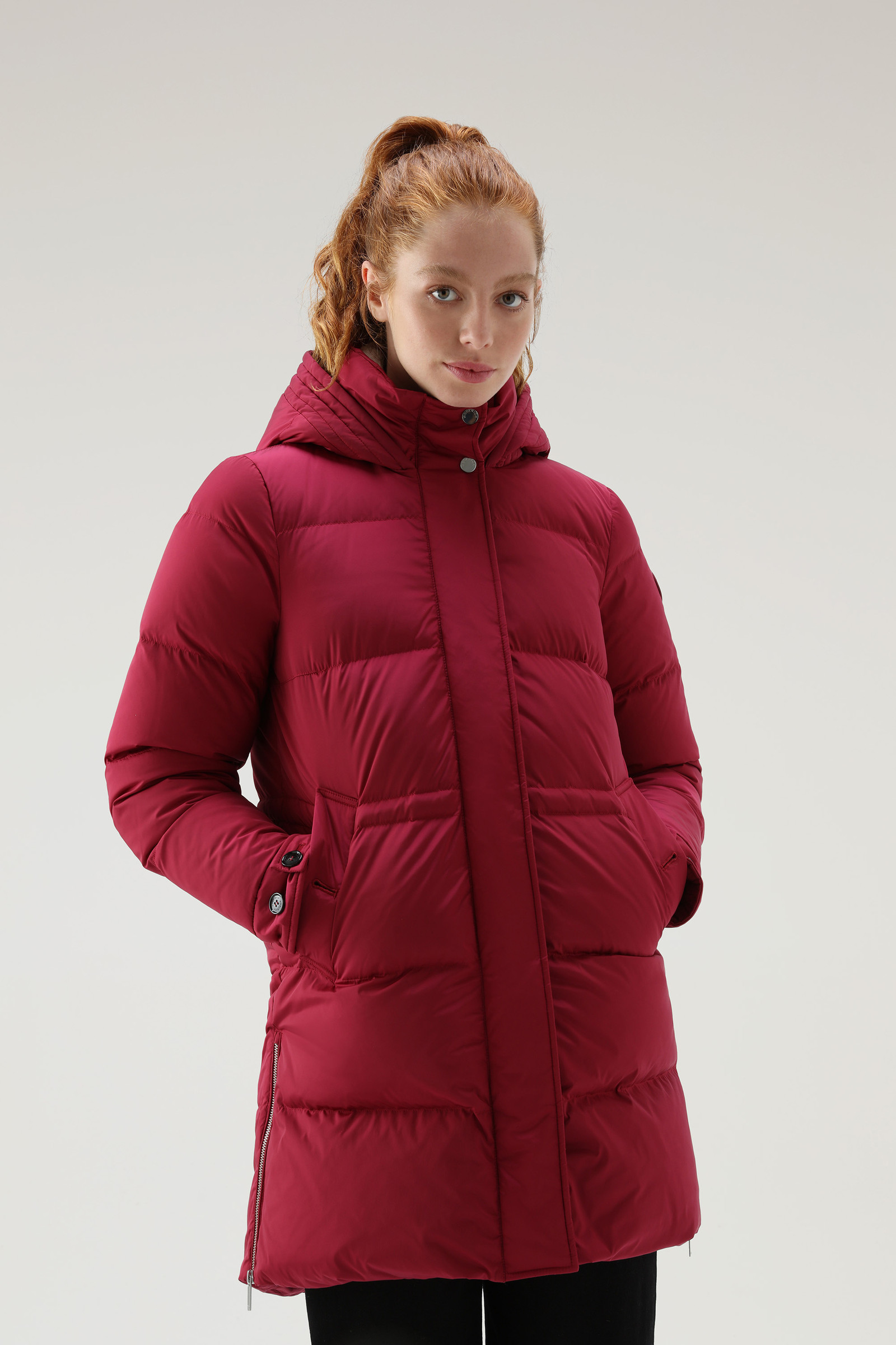 Women's Alsea Hooded Down Jacket Red | Woolrich UK