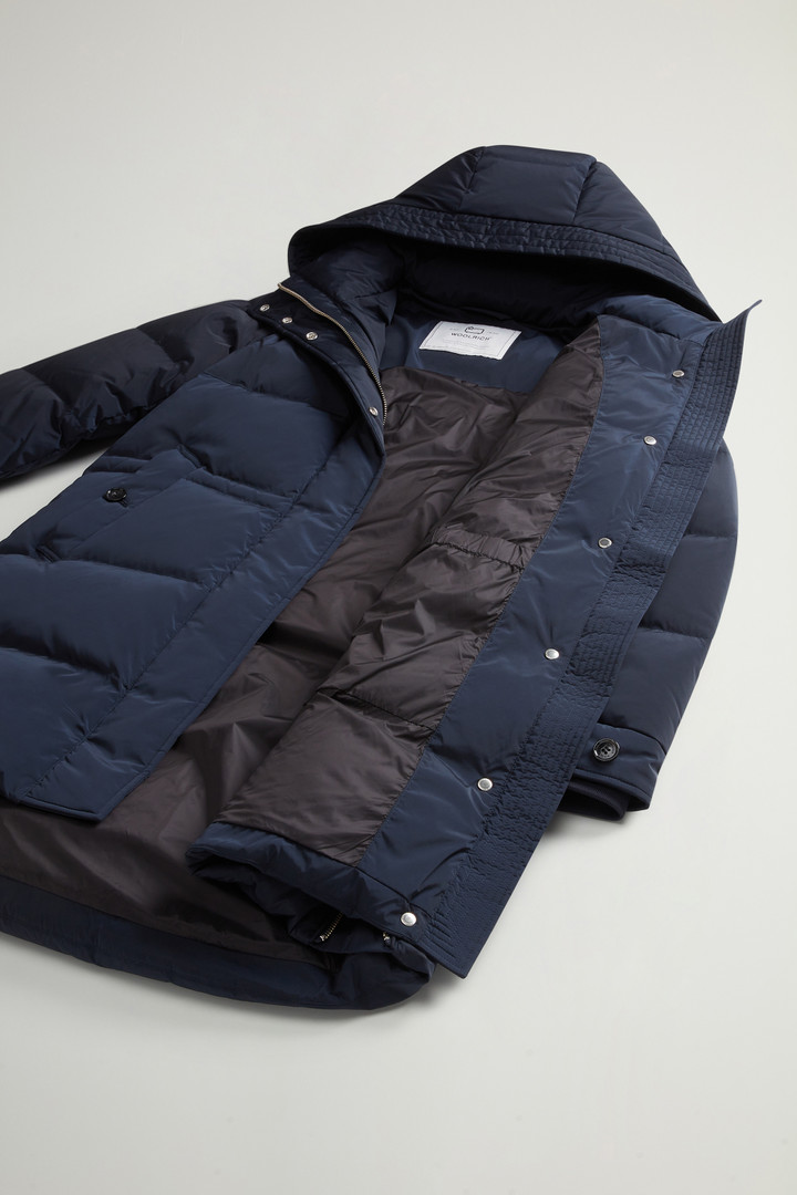 Hooded Alsea Down Jacket in Stretch Nylon Blue photo 10 | Woolrich