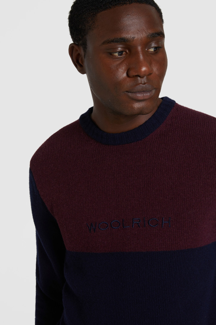 Maglione in lana girocollo color block