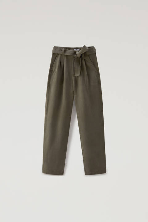 Pantalones de mezcla de lino con cinturón de tela Verde photo 2 | Woolrich