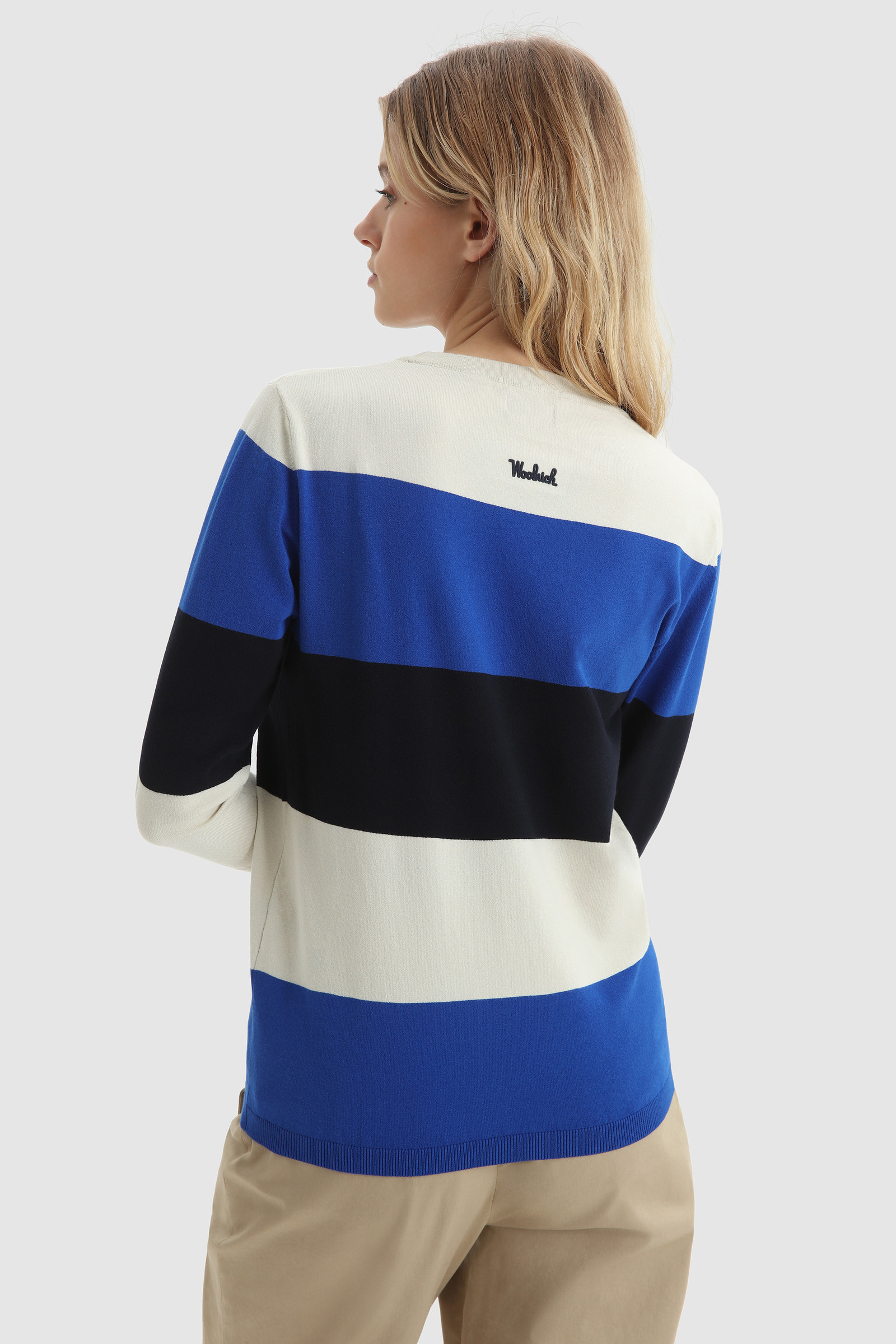 Jersey de cuello redondo con manga 3/4 azul photo 3 | Woolrich