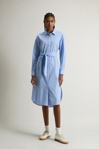Pure Cotton Poplin Shirt Dress Blue | Woolrich