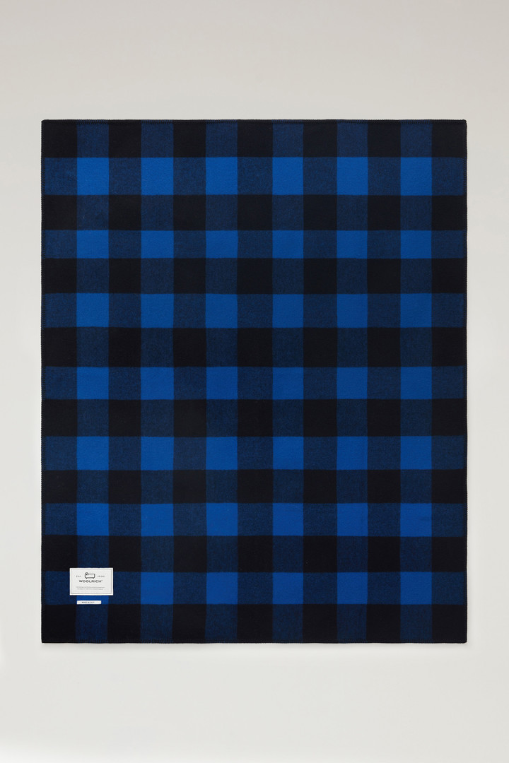 Double-Face Buffalo Check Blanket in Pure Wool Blue photo 2 | Woolrich