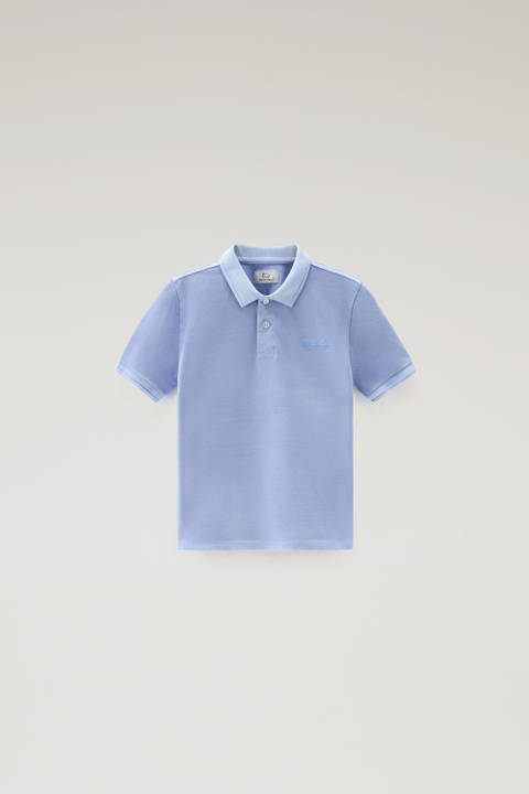 Polo Mackinack pour garçon teint en pièce en coton élastique Bleu | Woolrich