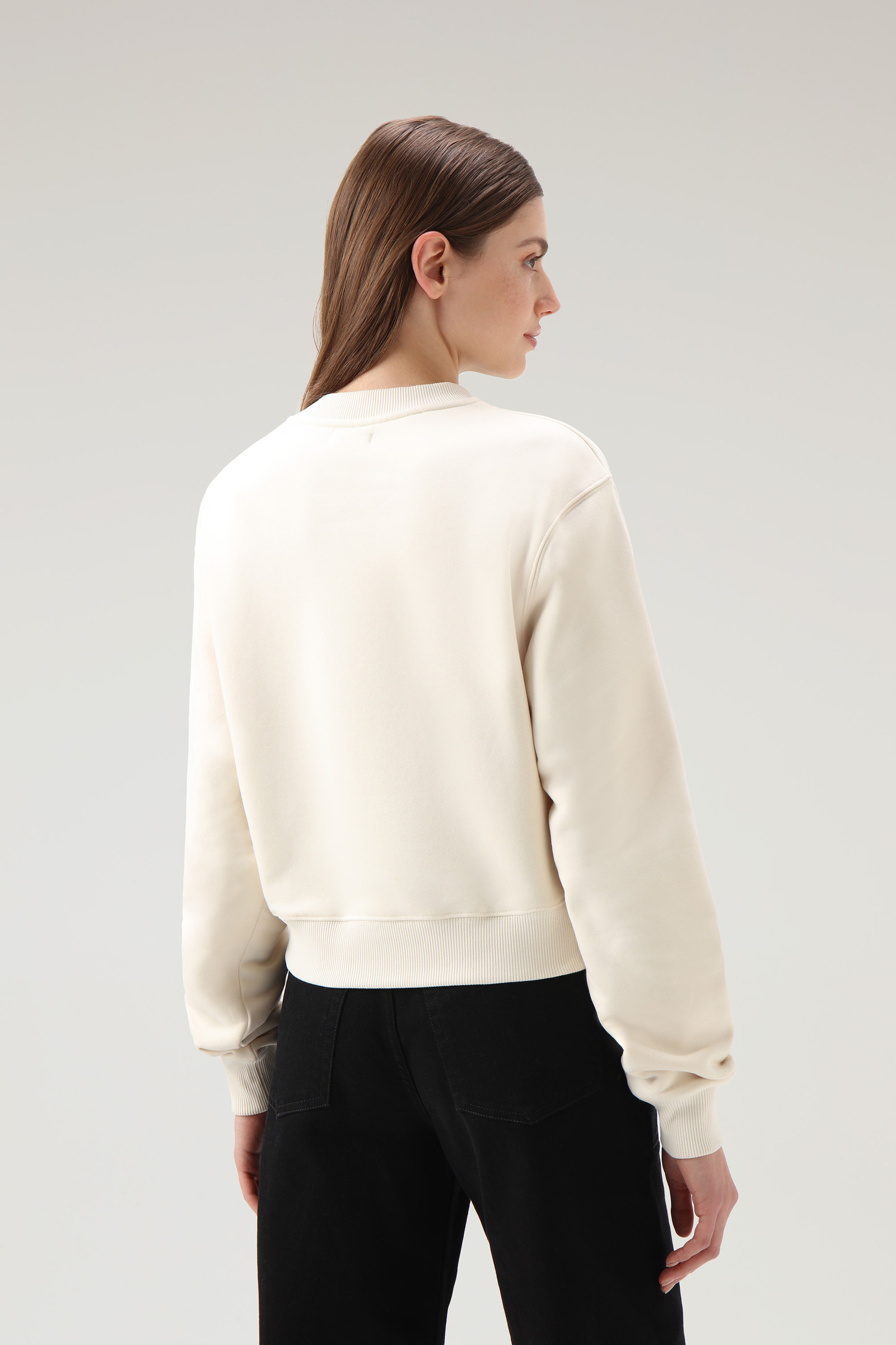 Embroidered Logo Fleece Sweatshirt White photo 3 | Woolrich