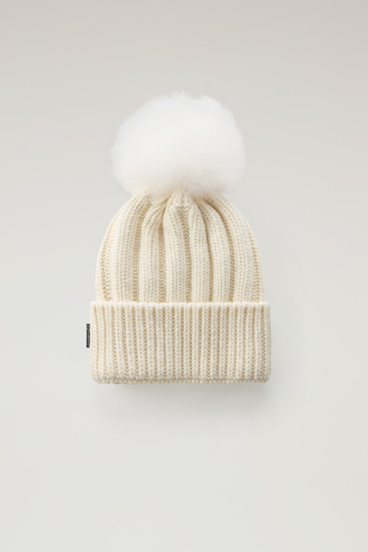 Berretto da bambina in pura lana vergine con pon-pon in cashmere Bianco photo 2 | Woolrich