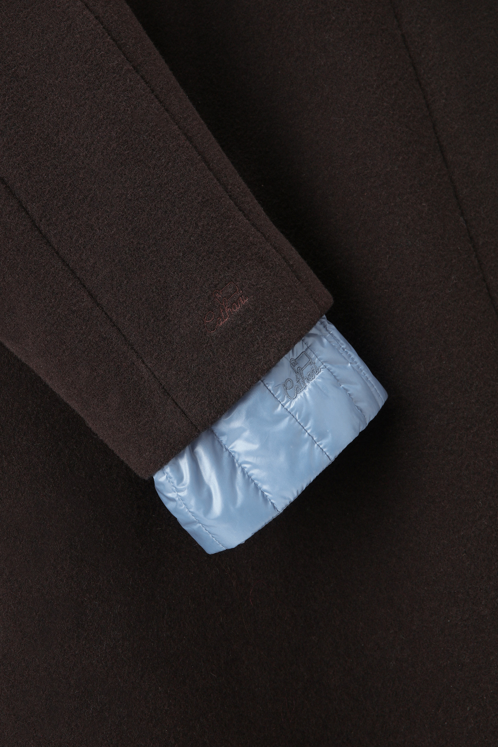 3-in-1 Double Overcoat in Melton Wool and Nylon - Daniëlle Cathari / Woolrich Brown photo 12 | Woolrich