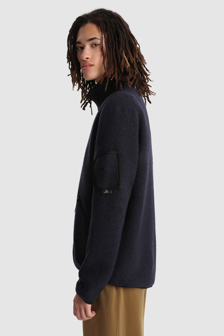 Leichter Terra-Melton Pullover mit durchgehendem Reißverschluß